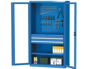 خزانة تخزين زجاجية قابلة للتعديل مع درج