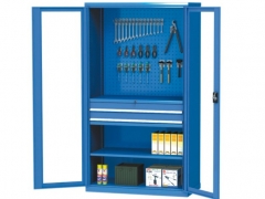 خزانة تخزين زجاجية قابلة للتعديل مع درج
